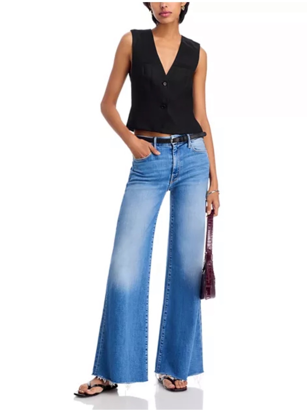 MOTHER High-Rise Wide-Leg Jeans in Light Blue Wash